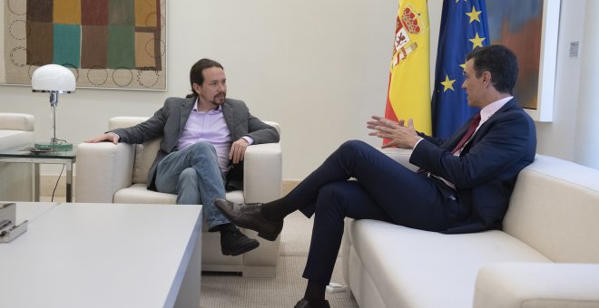 Pablo Iglesias y Pedro Sánchez en el Palacio de la Moncloa / Moncloa