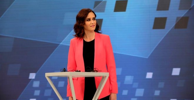 19/05/2019 - La candidata del Partido Popular a la Presidencia de la Comunidad de Madrid, Isabel Díaz Ayuso, momentos antes de participar en el debate televisivo celebrado | EFE/ Juanjo Martín