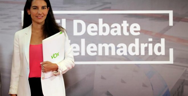 19/05/2019 - La candidata de Vox a la Presidencia de la Comunidad de Madrid, Rocío Monasterio, posa momentos antes de participar en el debate televisivo celebrado en Telemadrid | EFE/ Juanjo Martín