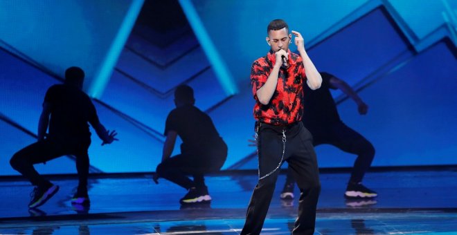 17/05/2019 - Mahmood, nombre artístico de Alessandro Mahmoud, durante su actuación en Eurovisión. / REUTERS - RONEN ZVULUN