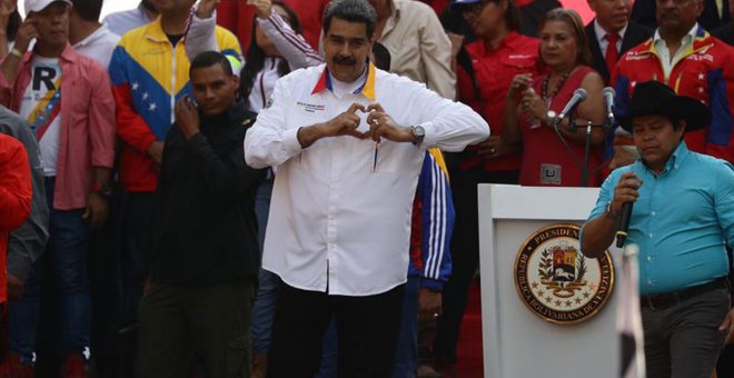 El presidente de Venezuela, Nicolás Maduro, participa en un acto de gobierno este lunes, en Caracas.- EFE