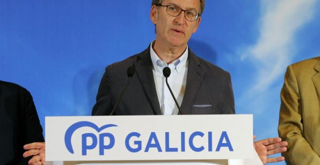 El presidente de la Xunta de Galicia, Alberto Núñez Feijóo, valora los resultados de las elecciones municipales y europeas. /EFE