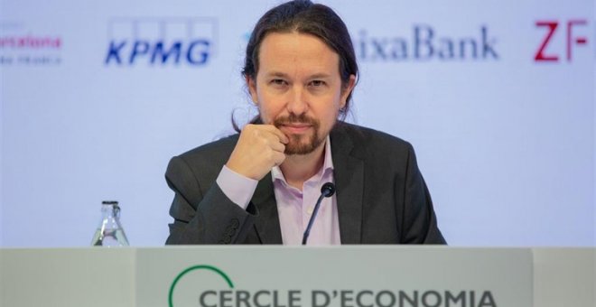 El líder de Podemos, Pablo Iglesias, durante su intervención en la Reunión del Círculo de Economía, en Sitges. E.P.