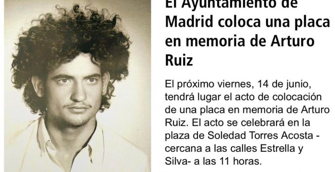 Cartel que informa del acto de inauguración de una placa en honor a Arturo Ruiz.-