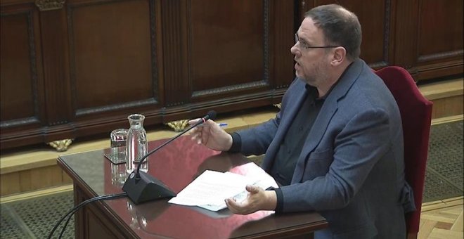 Imagen tomada de la señal institucional del Tribunal Supremo, del exvicepresidente de la Generalitat Oriol Junqueras. /EFE