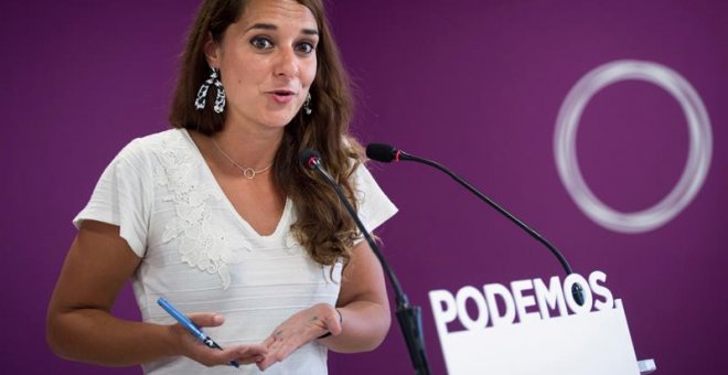 La portavoz de Podemos, Noelia Vera, en rueda de prensa / EFE