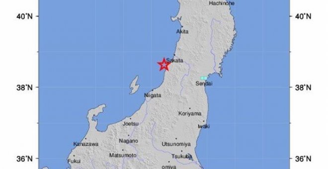 Imagen facilitada por el Servicio Geológico de los Estados Unidos (USGS) que muestra un mapa sísmico donde aparece el punto en el que el terremoto de 6,8 grados en la escala Richter. EFE