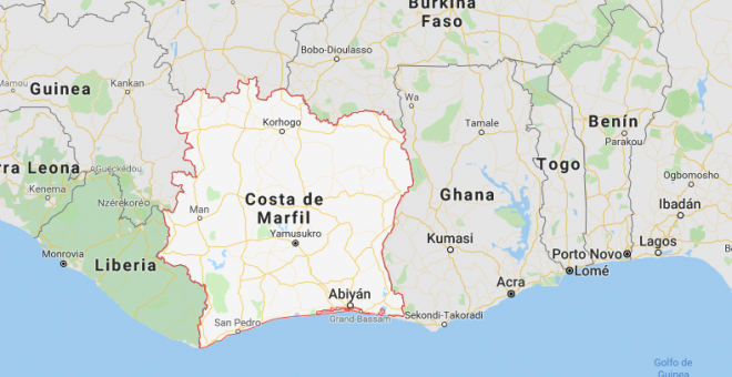 Ubicación en el mapa de Costa de Marfil.