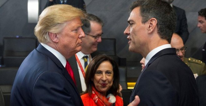 El jefe del Gobierno español, Pedro Sánchez, y el presidente de Estados Unidos, Donald Trump. EFE