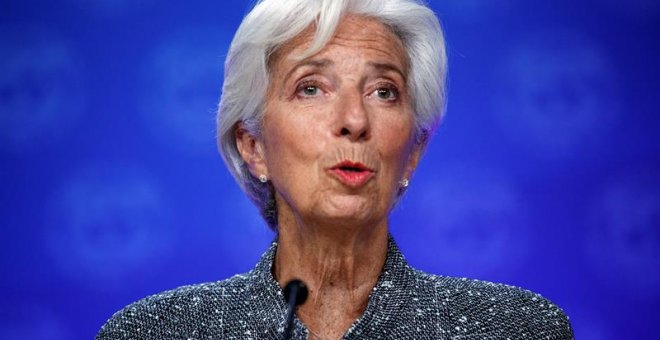 02/07/2019.- Fotografía de archivo que muestra a la directora gerente del Fondo Monetario Internacional, Christine Lagarde, durante una rueda de prensa en la sede del FMI en Washington D.C (Estados Unidos), el 6 de junio del 2019. Según informaciones publ