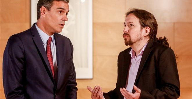 El presidente del Gobierno en funciones, Pedro Sánchez y el líder de Podemos, Pablo Iglesias. Europa Press