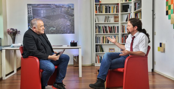 Pablo Iglesias durante la entrevista con Antonio Ferreras a una semana de la investidura de Pedro Sánchez / Daniel Gago - Podemos