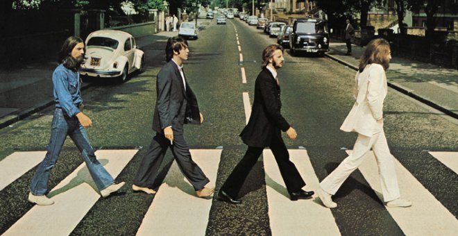 Imágen de la icónica portada del disco de The Beatles 'Abbey Road'.