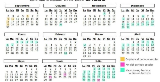 Calendario escolar 2019-2020 en Madrid. Archivo