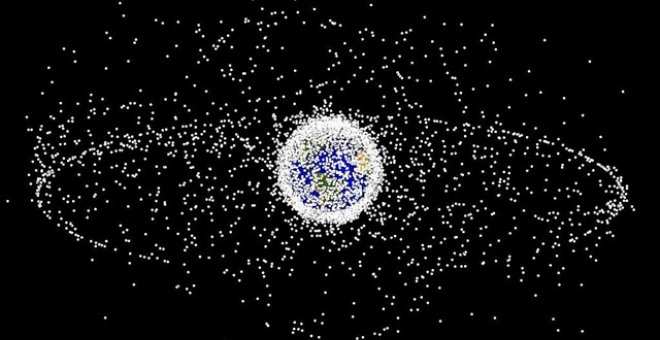 Ilustración de la Tierra rodeada de basura espacial. NASA/Archivo