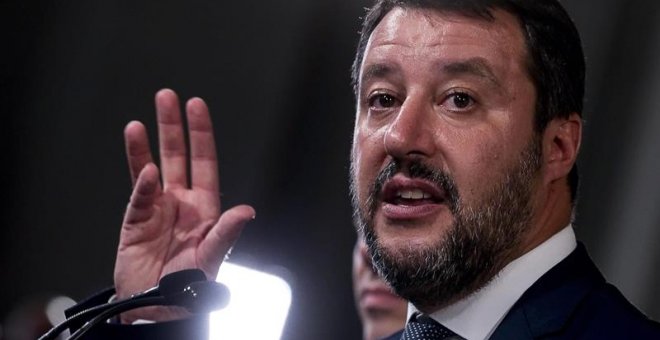 28/08/2019.- El ex viceprimer ministro y exministro de Interior italiano Matteo Salvini durante un discurso. EFE/Alessandro Di Meo