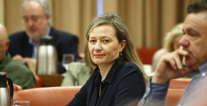 La juez en excedencia y diputada de Unidas Podemos, Victoria Rosell, en la Diputación Permanente del Congreso. E.P.