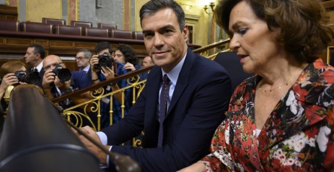 Pedro Sánchez y Carmen Calvo en la sesión de control al gobierno del pasado 11 de septiembre.