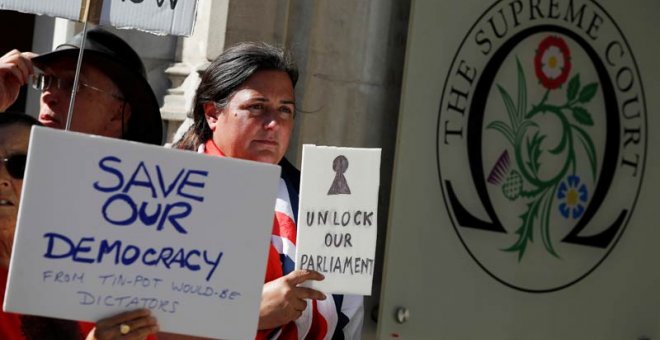 Manifestación de partidarios del brexit ante la sede de la Corte Suprema británica. (REUTERS)