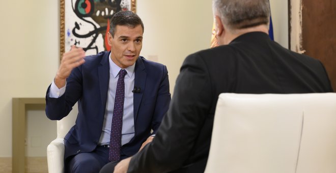 El presidente del Gobierno en funciones, Pedro Sánchez, durante la entrevista para La Sexta. POOL MONCLOA/Borja Puig de la Bellacasa