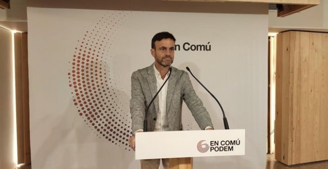 Jaume Asens, en la roda de premsa dels comuns. EUROPA PRESS