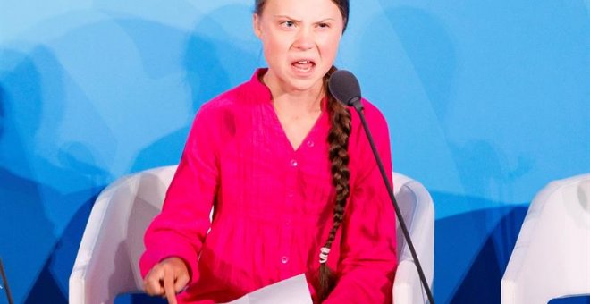 La activista sueca Greta Thunberg en el inicio de la Cumbre para la Acción Climática que se celebra en Nueva York. /EFE