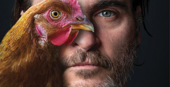 25/09/2019 - Cartel de PETA en Times Square protagonizado por Joaquin Phoenix contra el maltrato animal. / PETA