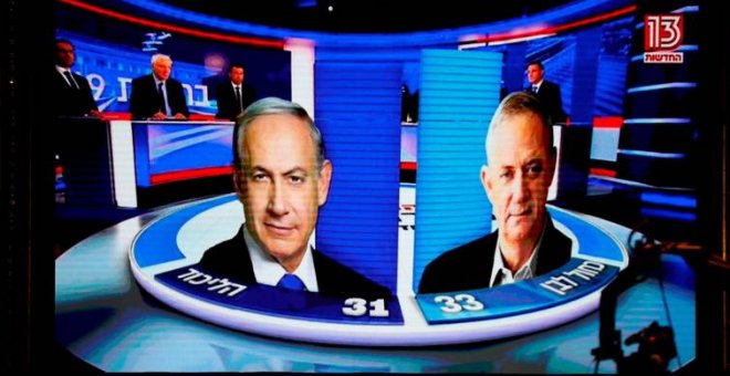 Netanyahu y Gantz en un debate electoral. / REUTERS