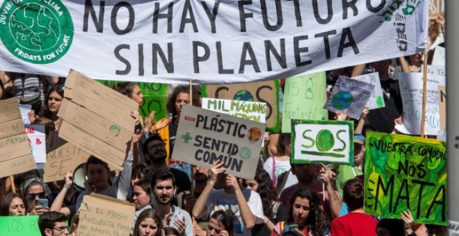 Imagen de una reciente huelga por el clima.- EFE