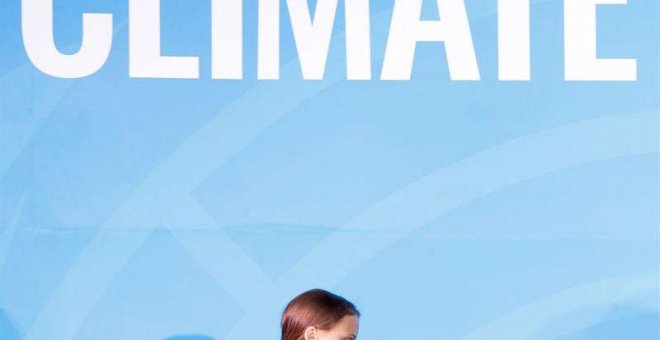La joven activista sueca Greta Thunberg participa en la Cumbre de Acción Climática organizada por la ONU en septiembre de 2019. (EFE)