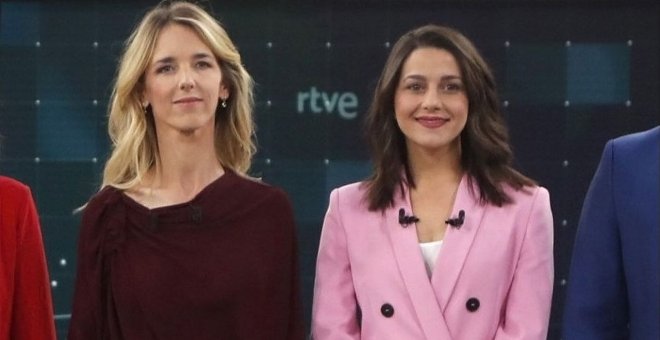 La número uno del PP por Barcelona, Cayetana Álvarez de Toledo, y su homóloga en Ciudadanos, Inés Arrimadas.