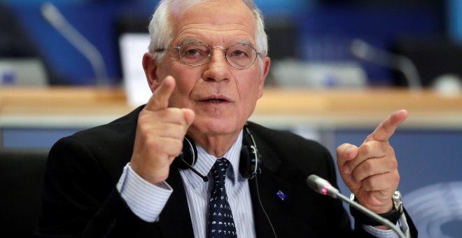 Josep Borrell, durante la audiencia ante la comisión de Asuntos Exteriores del Parlamento Europeo, este lunes en Bruselas (Bélgica). EFE/ Olivier Hoslet