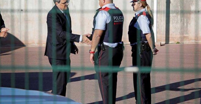 El presidente de la Generalitat, Quim Torra, a su llegada al centro penitenciario de Lledoners. (SUSANNA SÁEZ | EFE)
