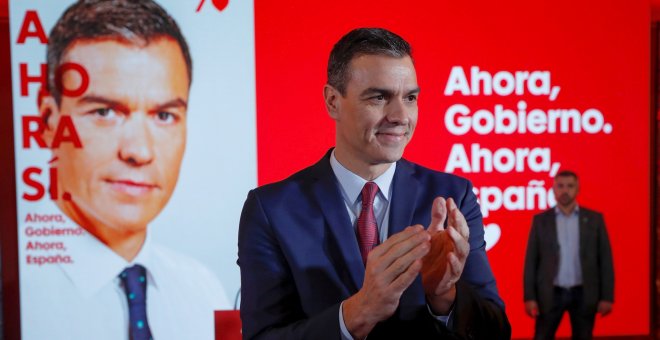 El presidente del gobierno en funciones y candidato a la reelección por el PSOE, Pedro Sánchez presenta la campaña del partido socialista para las elecciones del próximo 10 de noviembre. EFE/ Emilio Naranjo