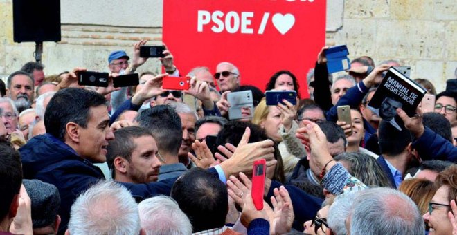 El presidente del Gobierno en funciones y candidato socialista a la reelección, Pedro Sánchez, en un acto de precampaña. (EFE)