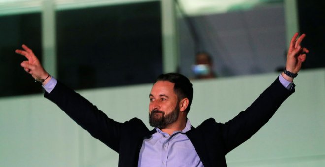 Abascal, este domingo en la sede de Vox. REUTERS/Susana Vera