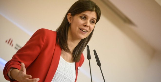La portaveu d'ERC, Marta Vilalta, durant la valoració posterior a les eleccions espanyoles d'aquest diumenge 10 de novembre. ERC