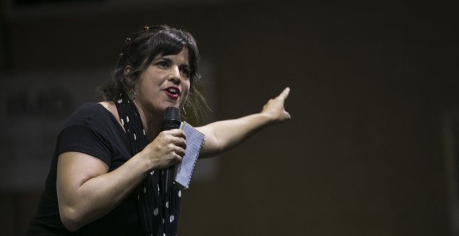 La líder de Podemos Andalucía, Teresa Rodríguez, durante su intervención en el acto público. E.P/ María José López