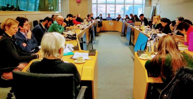 Vista de la jornada de debate en el Parlamento Europeo sobre la financiación europea al sector de la defensa.