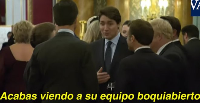 Trudeau, Macron, Johnson y Rutte conversan sobre Trump en el palacio de Buckingham. (YOUTUBE)