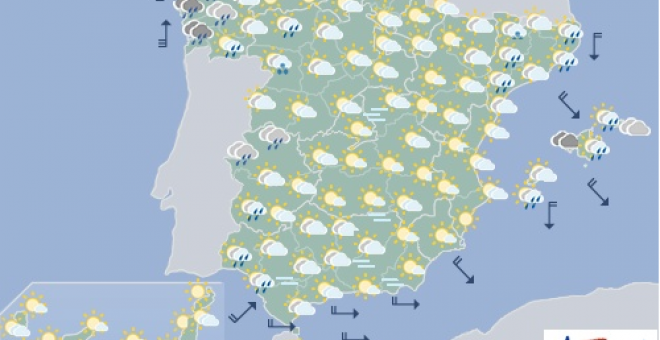 Previsión meteorológica para este miércoles 18 de diciembre./ Aemet