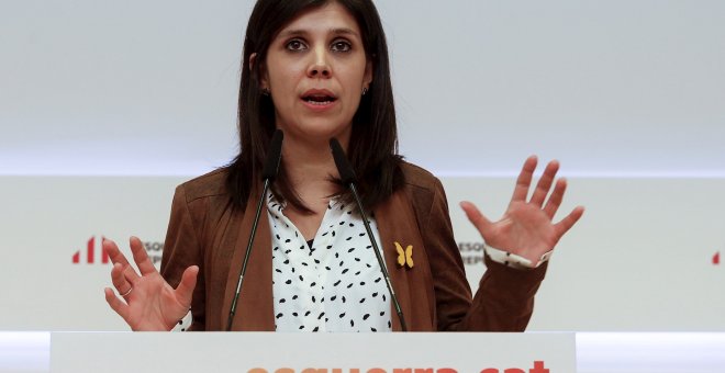16/12/2019.- La portavoz de ERC, Marta Vilalta, durante la rueda de prensa posterior a una reunión de la ejecutiva de ERC.