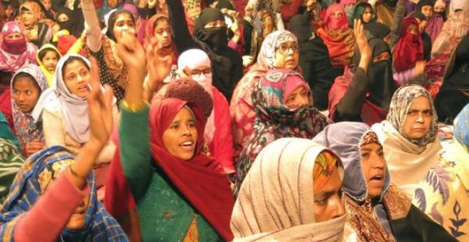 Mujeres protestan en una acampada el 26 de diciembre en Nueva Delhi. | EFE