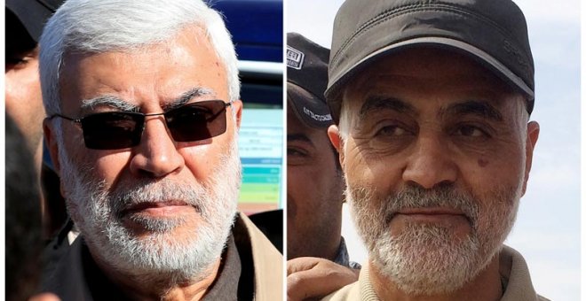 A la izquierda, Abu Mahdi al Mohandes, y a la derecha, el general iraní, Qasem Soleimani. (REUTERS)