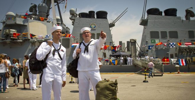 Dos marines estadounidenses en la base de Rota. EFE