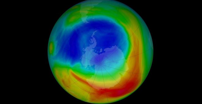 El agujero de la capa de ozono durante su máxima extensión de 2019, el 8 de septiembre./ NASA