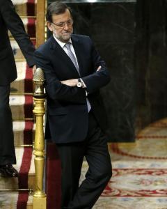 El presidente del Gobierno, Mariano Rajoy, tras una de sus intervenciones en la segunda jornada del debate del estado de la nación, hoy en el Cogreso de los Diputados. EFE/Chema Moya