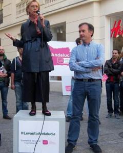 Rosa Díez y Martín de la Herrán, en un acto de campaña en Málaga. Archivo EUROPA PRESS