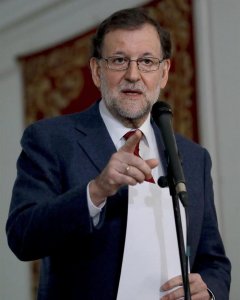 El presidente del Gobierno, Mariano Rajoy, durante la rueda de prensa en la residencia del embajador español en la ONU. EFE