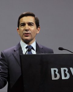 El consejero delegado de BBVA, Carlos Torres, durante la presentación de resultados del ejercicio 2017.EFE/Zipi